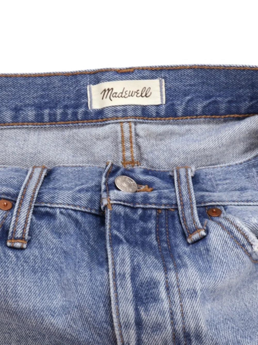 Madewell Denim Shorts Size 23 Distressed Cutoff Raw Hem Medium Wash